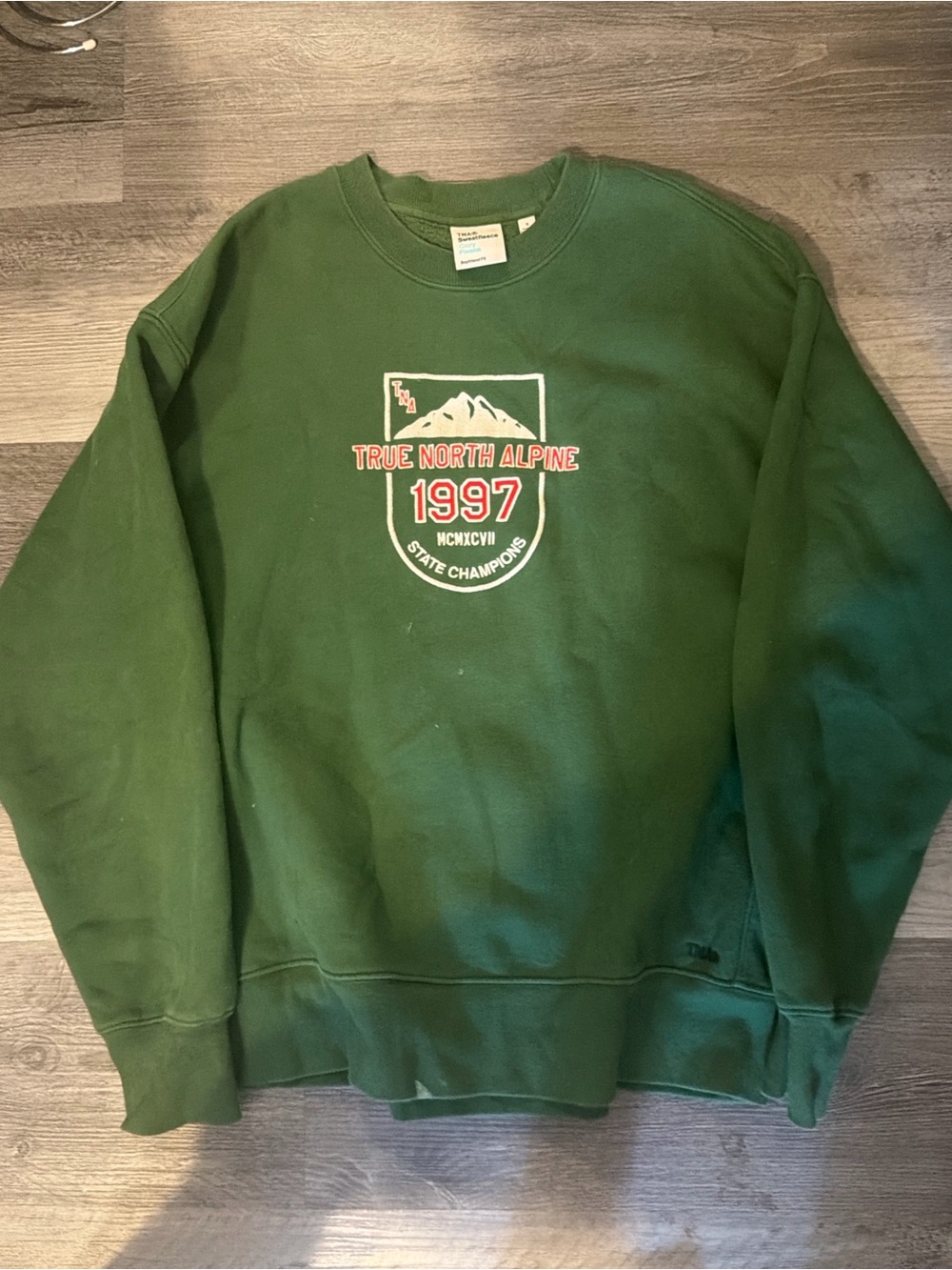 TNA Green Crewneck Sweatshirt with 1997 Alpine Graphic